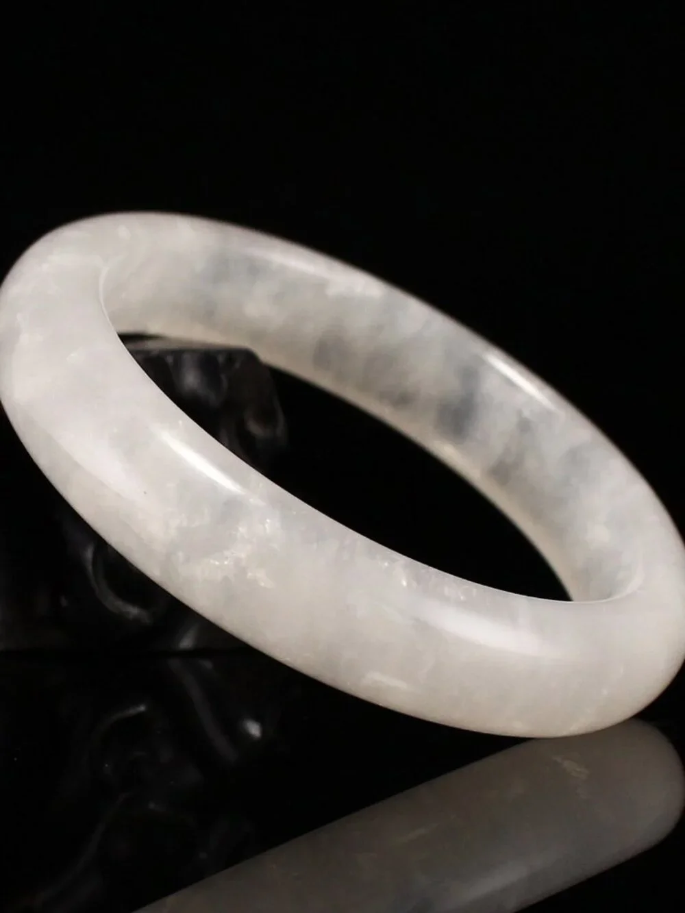 Natural White Moonstone Bangle Bracelet 55.8mm I.D. w Moderate Blue Sheen 44.61g